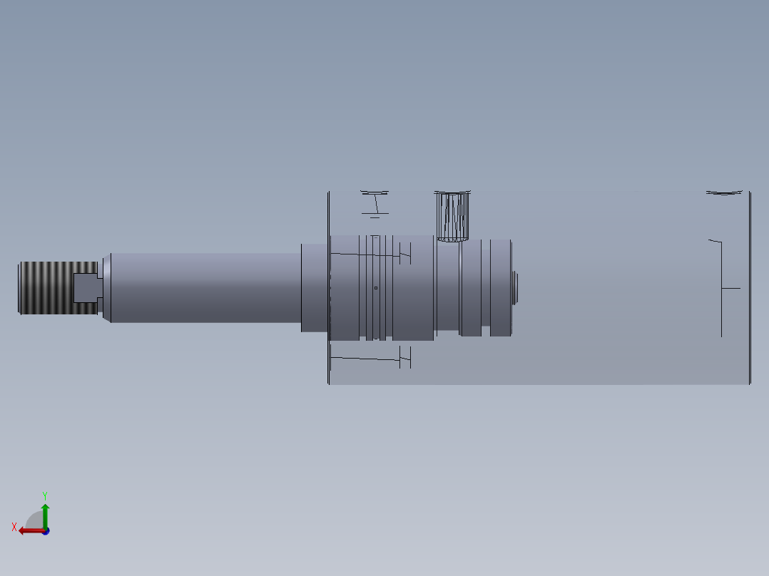 圆形气动缸35x25x75.5毫米后视图