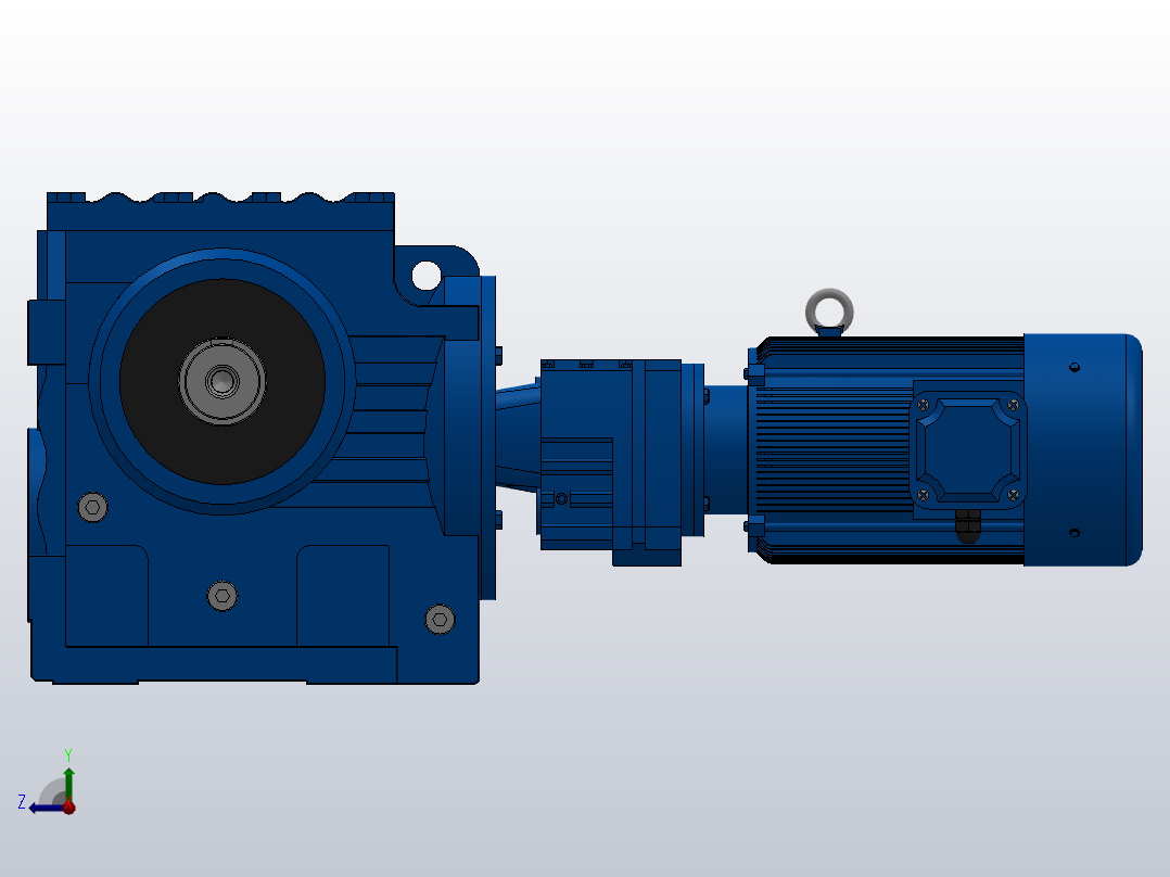 S97R57组合式斜齿-蜗轮蜗杆减速机S97R57-YV2.2-4P-327-M1-0°-A右视图