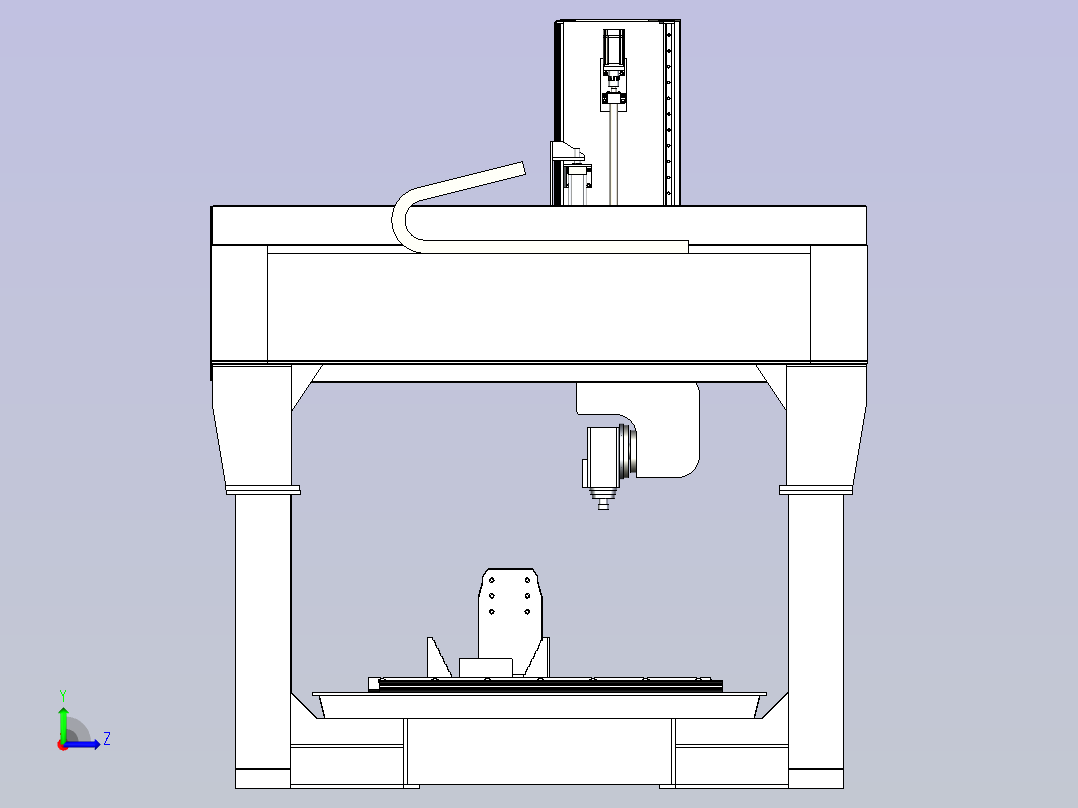 6轴加工机床设计3D图纸模型左视图