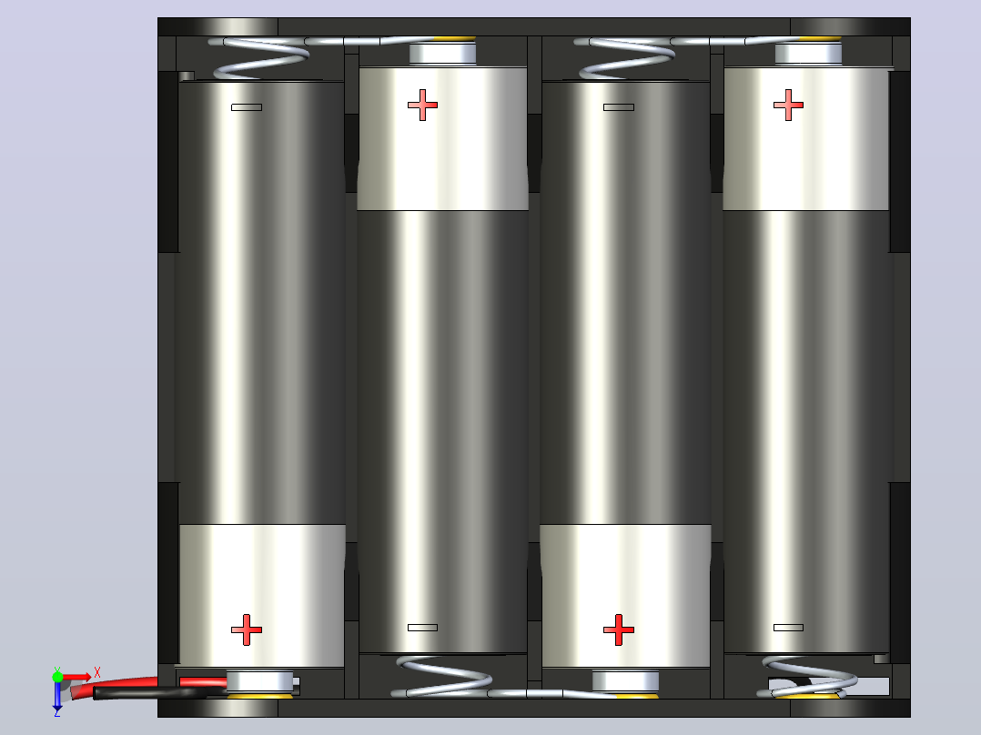 4x AA碱性1.5 V电池组俯视图
