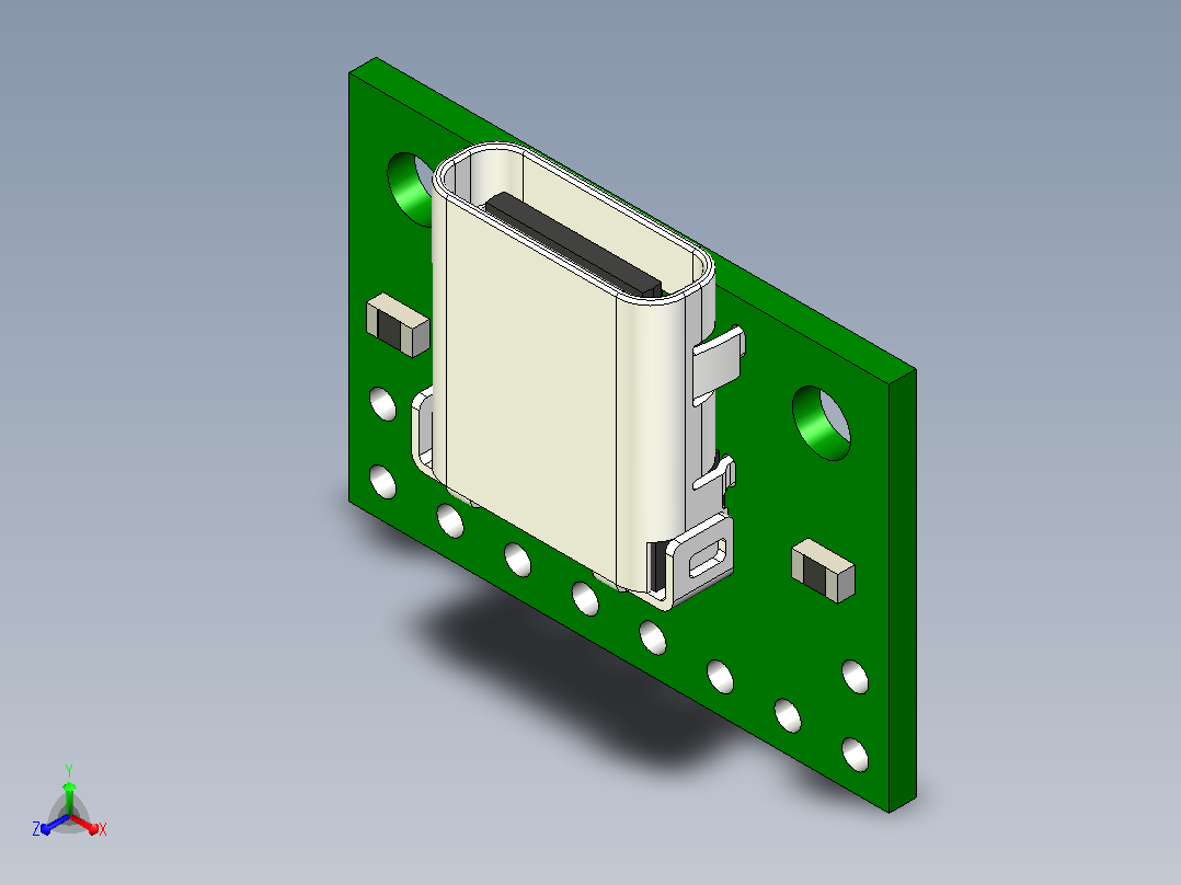 USB 2.0 Type-C连接器分线板正等轴测图