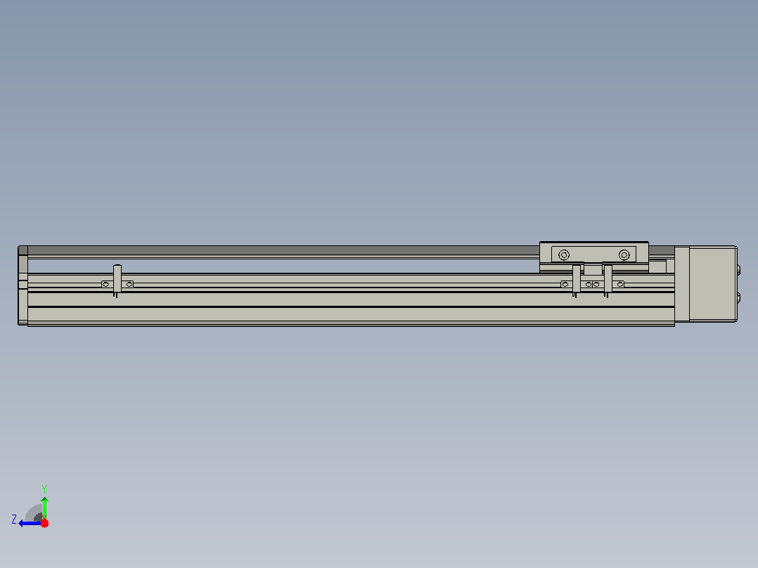 SYS12-BL-350-200W滚珠花健、支撑座、滚珠丝杠、交叉导轨、直线模组.STEP右视图