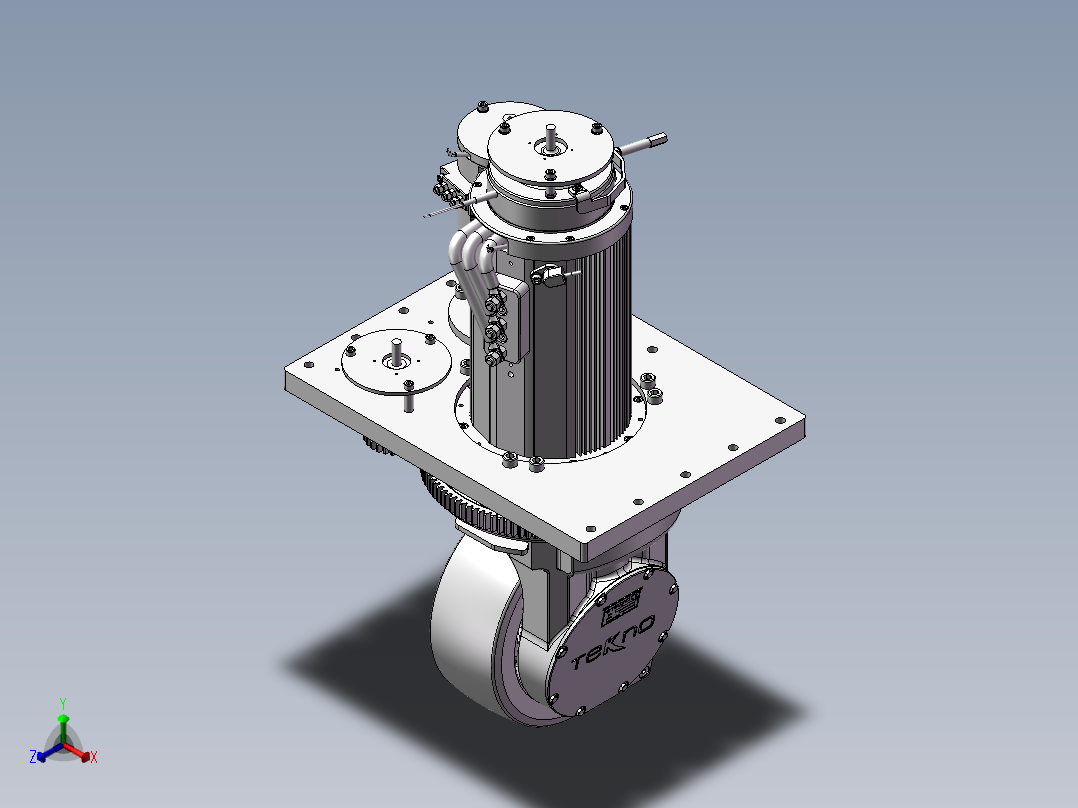 AGV小车舵轮 3D图 机械设计素材step格式文件3D模型