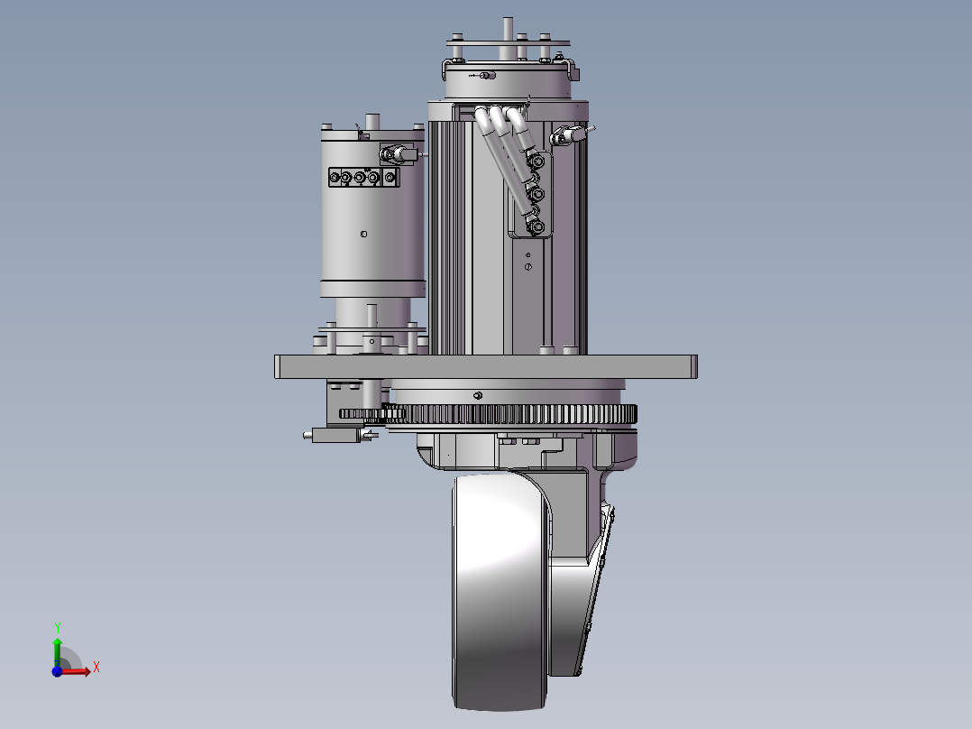 AGV小车舵轮 3D图 机械设计素材step格式文件3D模型前视图