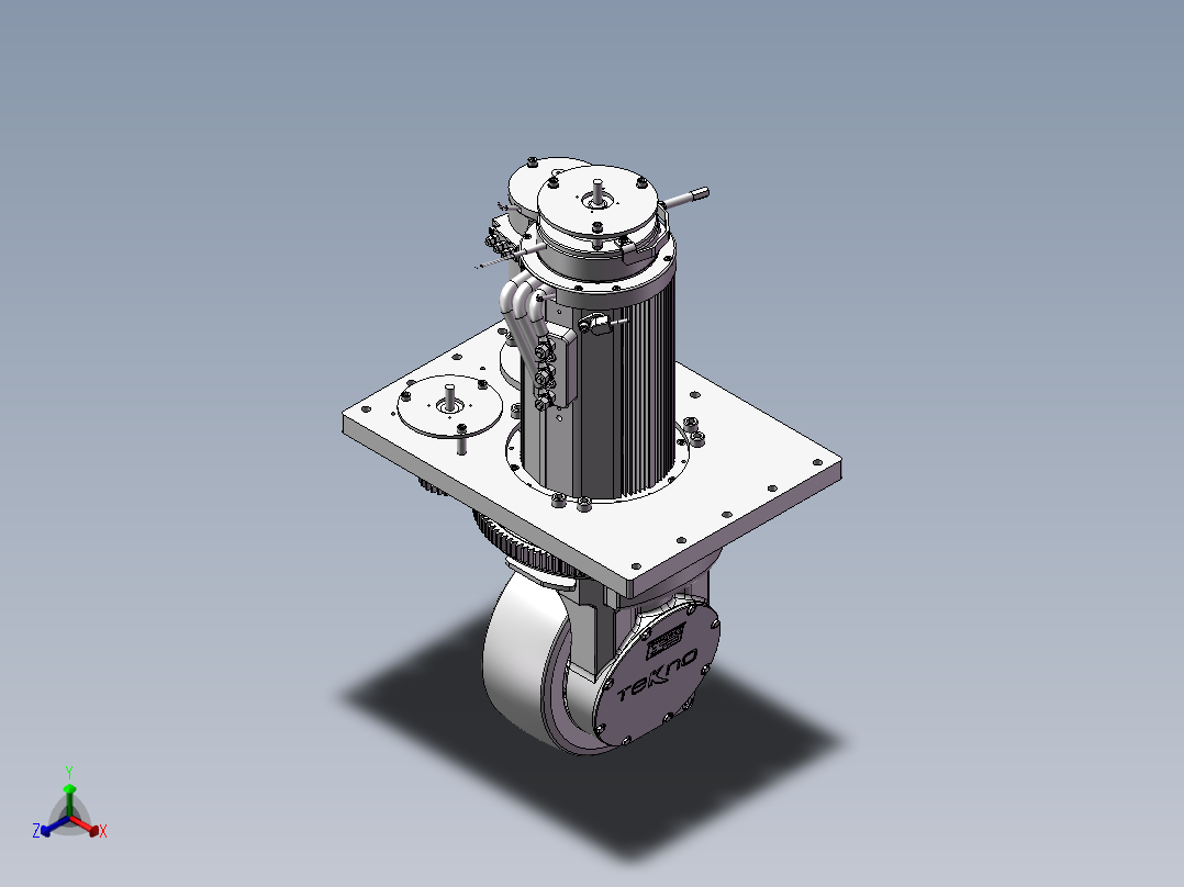 AGV小车舵轮 3D图 机械设计素材step格式文件3D模型正等轴测图