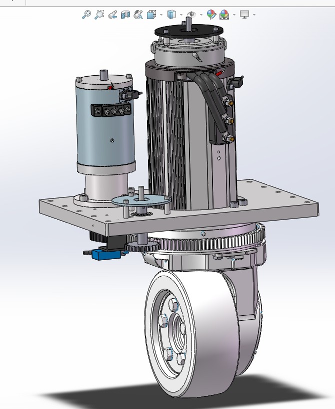 AGV小车舵轮 3D图 机械设计素材step格式文件3D模型