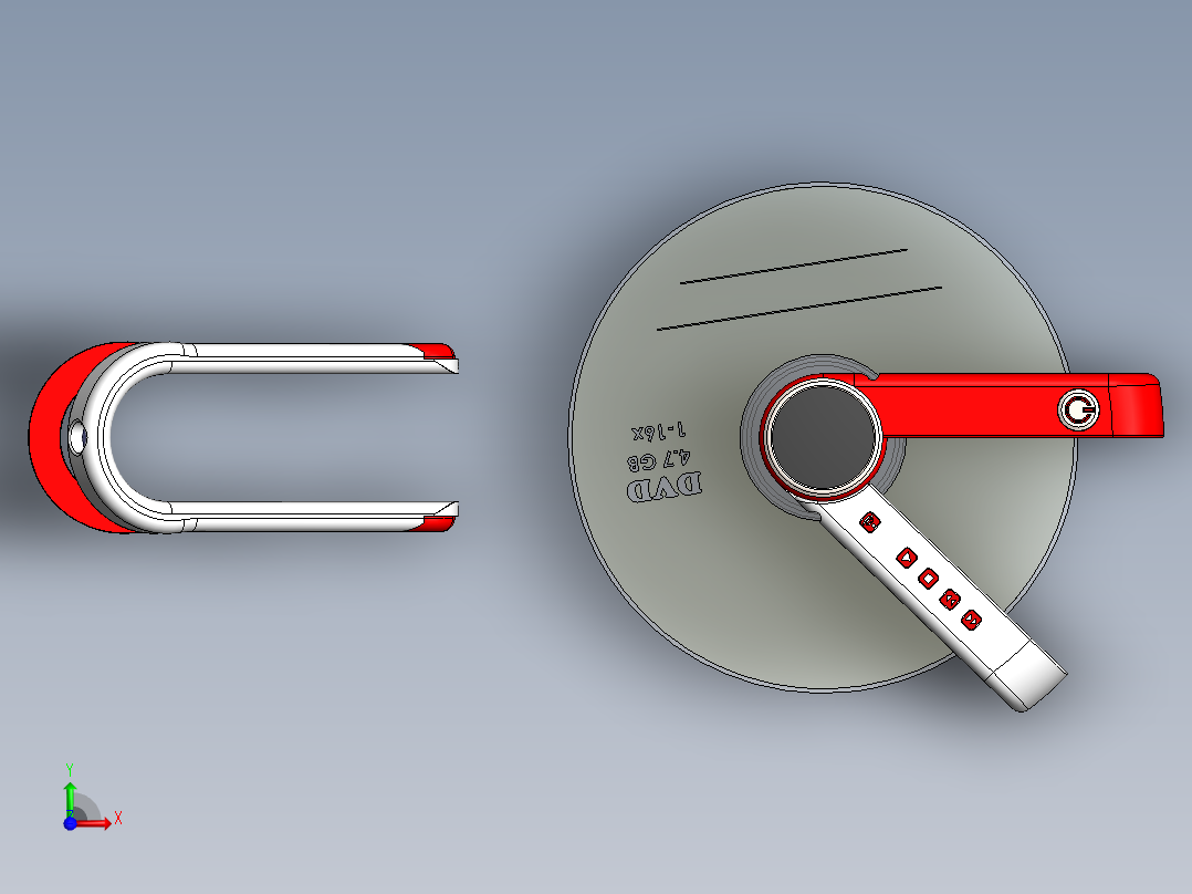 solidworks 口袋磁盘播放器造型设计前视图