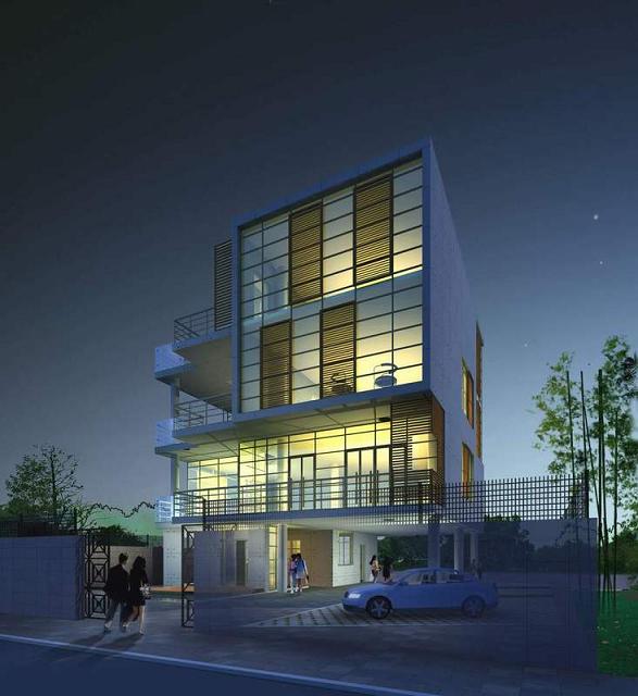 别墅全套建施图（含2张效果图）