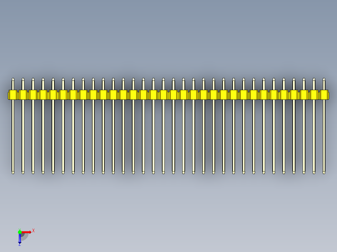 彩色公头100mil（2.54mm）系列-DS1021_yellow_1x32p_100mil_Type19_rev1.0俯视图