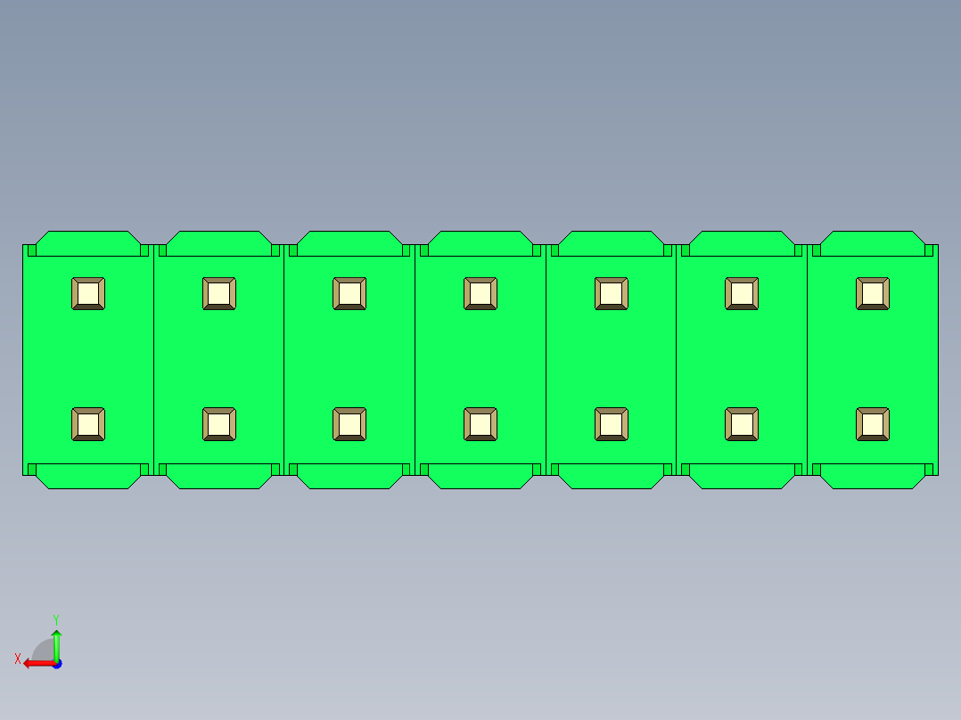彩色公头100mil（2.54mm）系列-DS1021_green_2x07p_100mil_Type1_rev1.0后视图