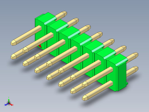 彩色公头100mil（2.54mm）系列-DS1021_green_2x07p_100mil_Type1_rev1.0正等轴测缩略图