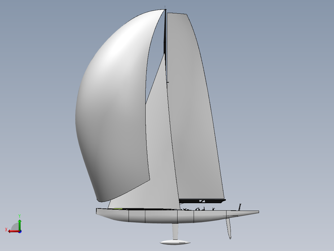 86---小帆船模型3D图纸 模型图纸后视图