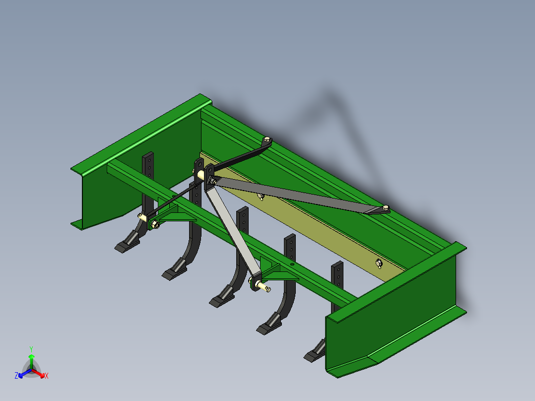 Grader box后挂平地机构正等轴测图