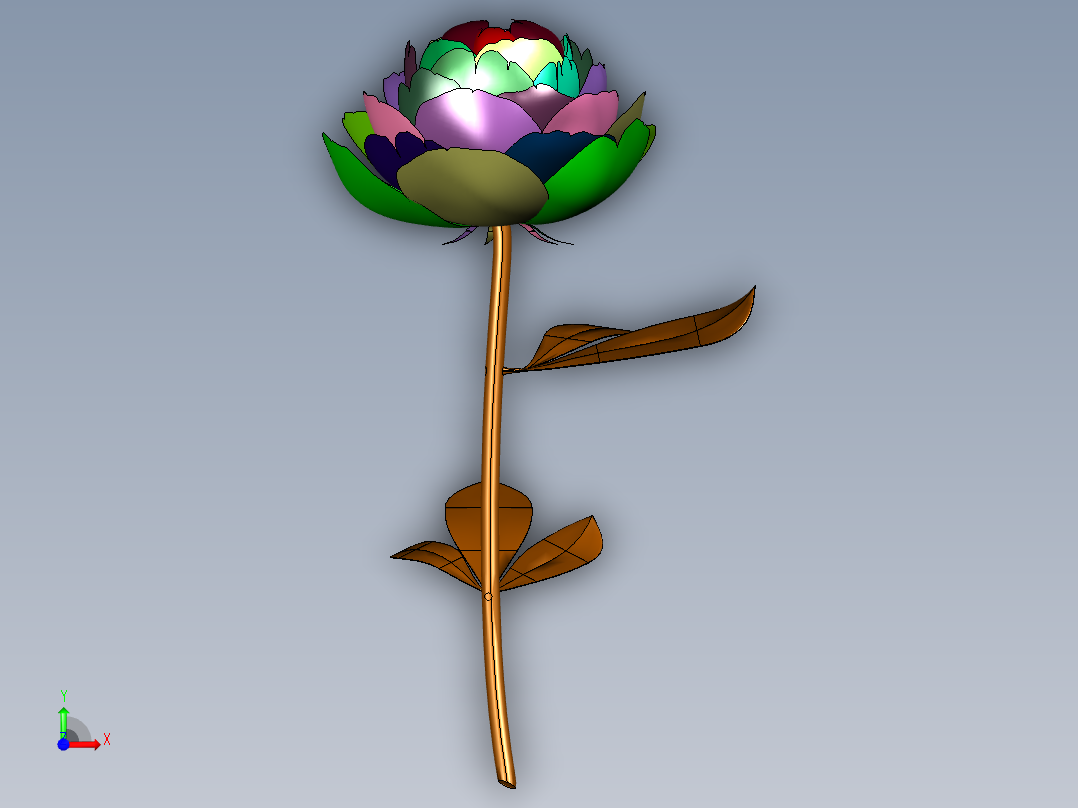 牡丹花芍药花3d装饰摆件前视图