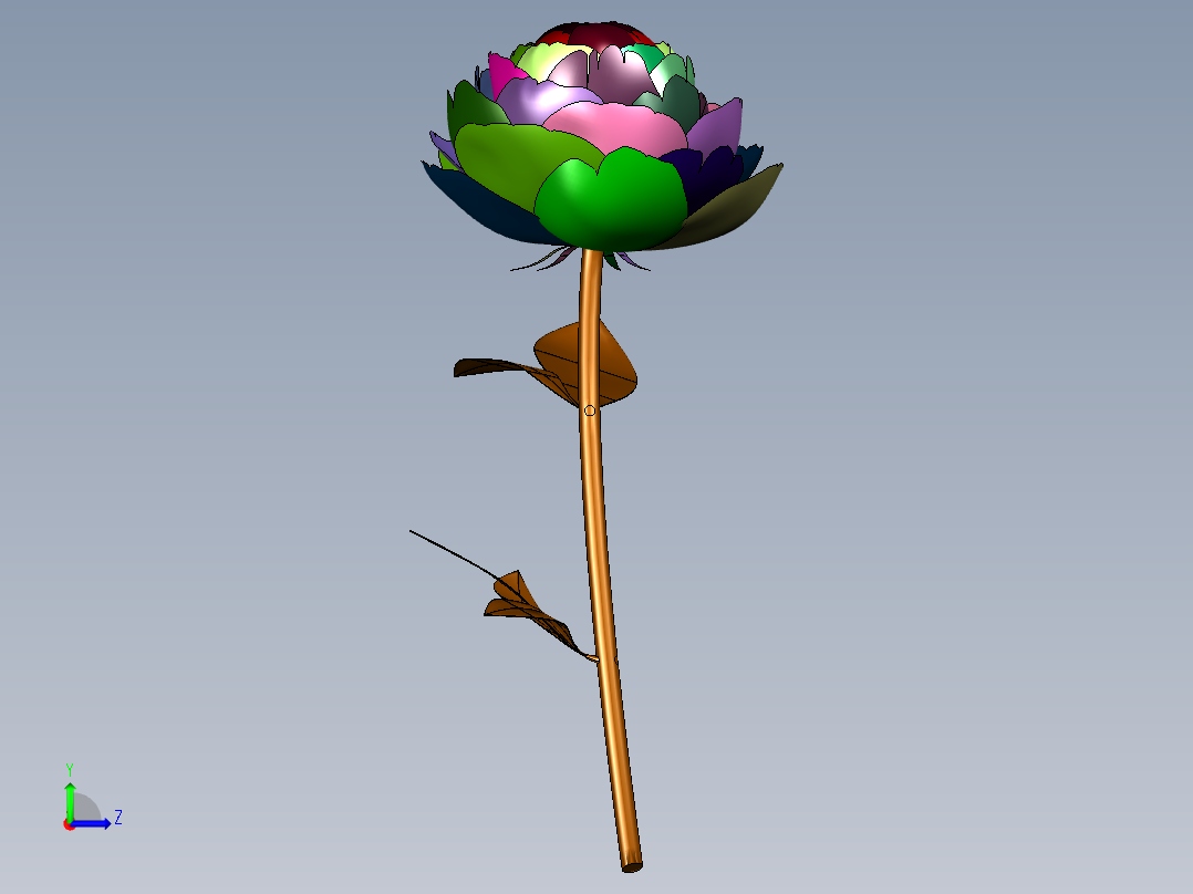 牡丹花芍药花3d装饰摆件左视图