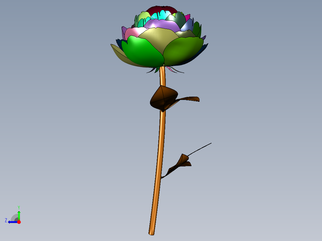 牡丹花芍药花3d装饰摆件右视图