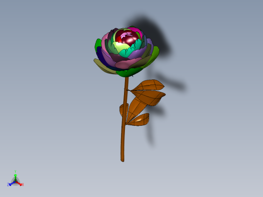 牡丹花芍药花3d装饰摆件正等轴测缩略图