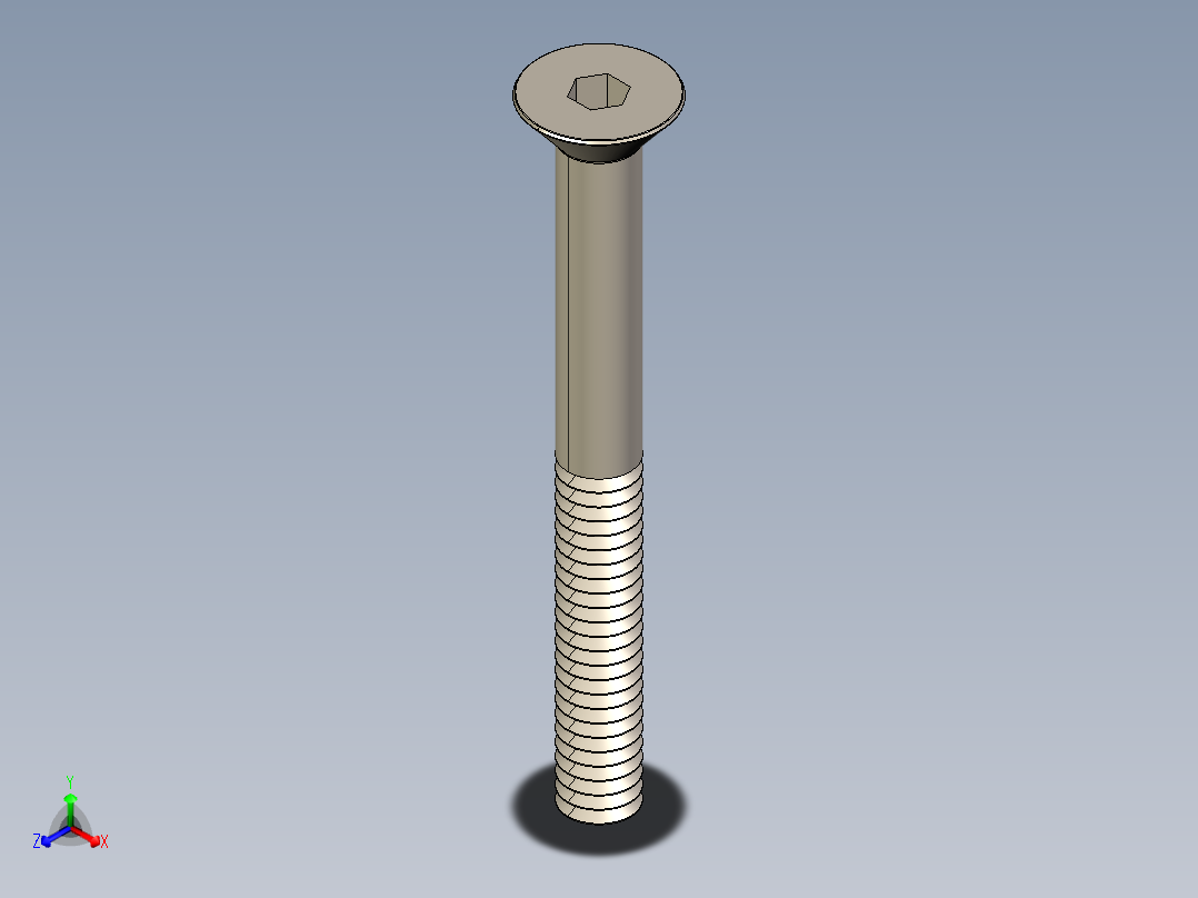 紧固件-IGES 0.2500 Allen Flathead正等轴测图