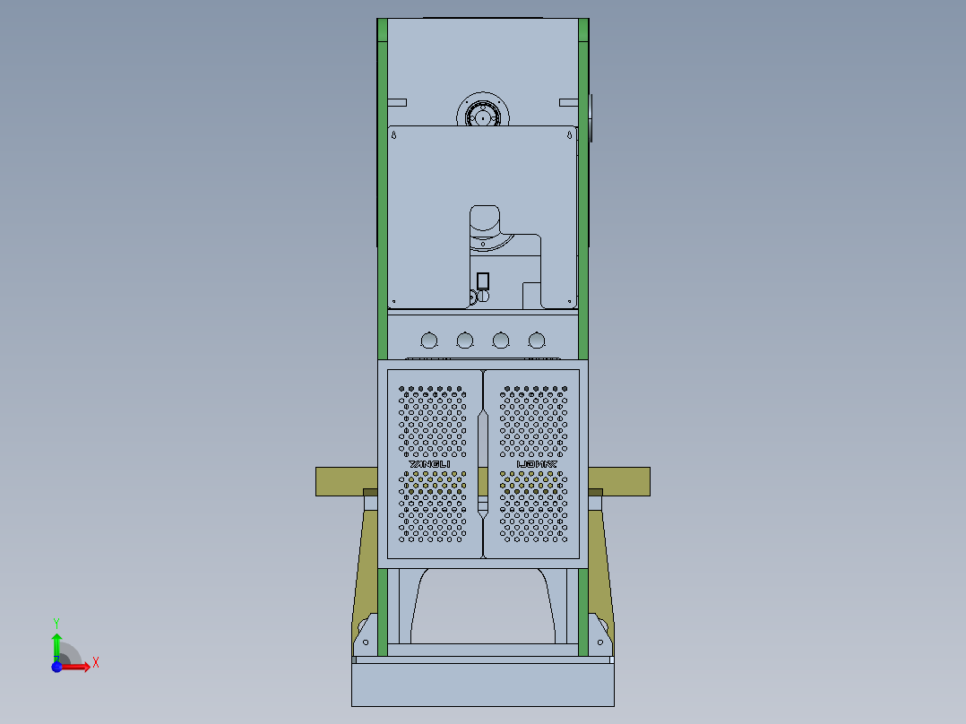 G532 200吨冲床3D图纸前视图