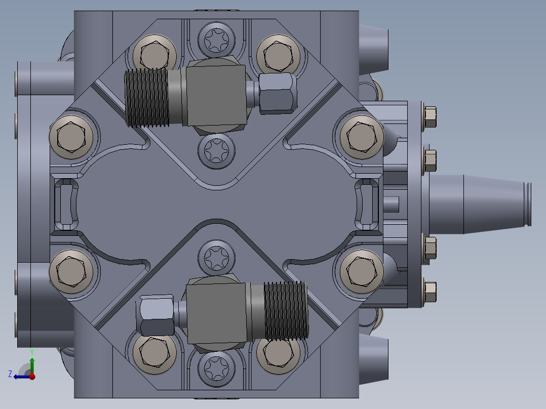 汽车空调压缩机模型--sw stp右视图