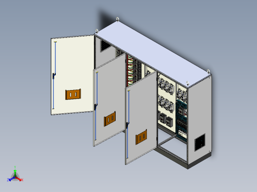 三柜组装630A竖装刀开关plc风机控制柜