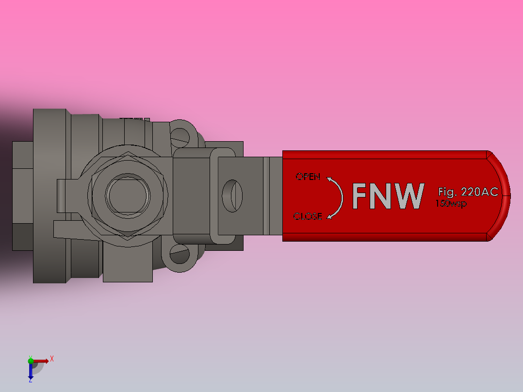 FNW-FNW220ACC二片式内螺纹球阀俯视图
