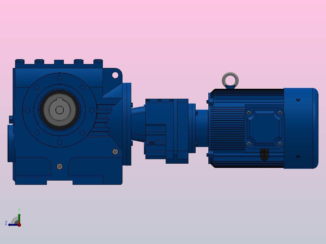 SAZ77R37组合式斜齿-蜗轮蜗杆减速机SAZ77R37-Y1.1-4P-219-M1-0°-A右视图