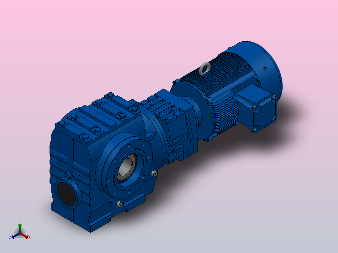 SAZ77R37组合式斜齿-蜗轮蜗杆减速机SAZ77R37-Y1.1-4P-219-M1-0°-A正等轴测图