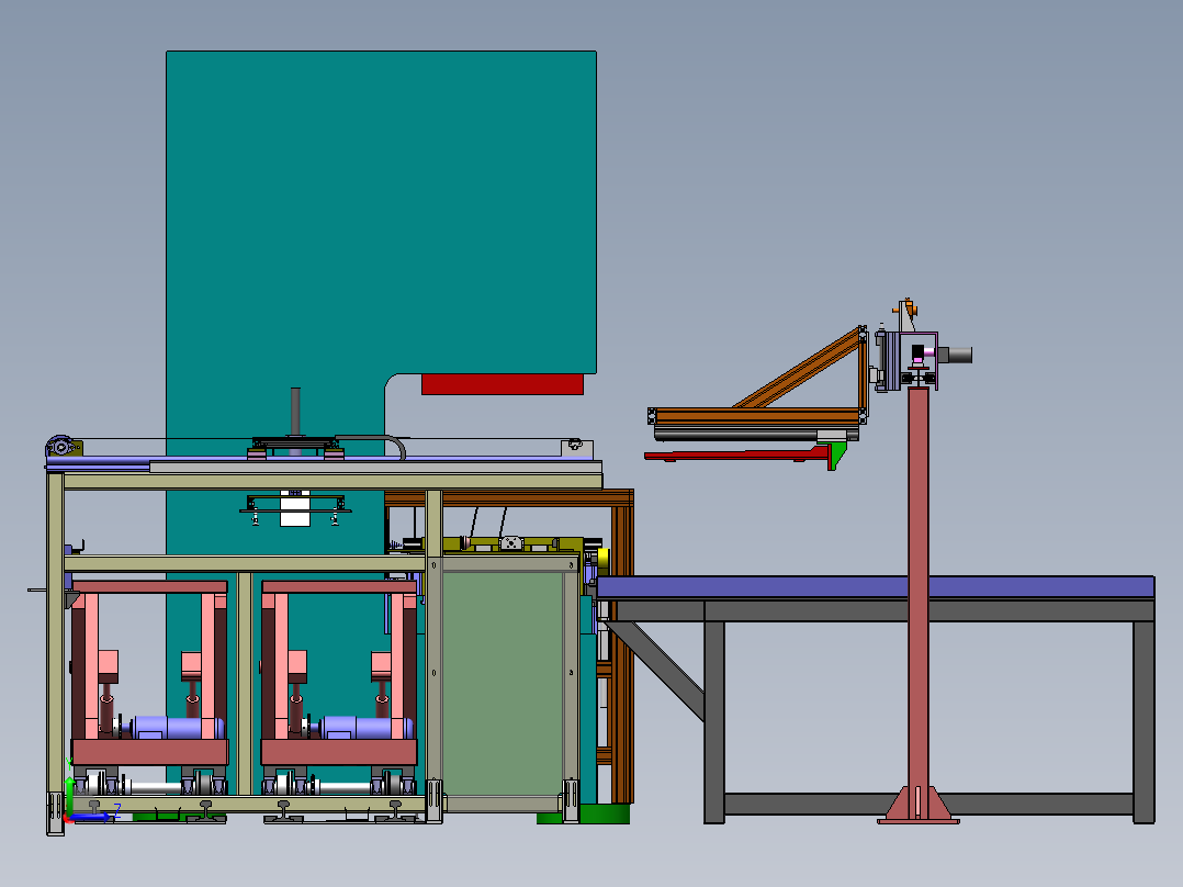 电梯钣金上料成型流水线左视图