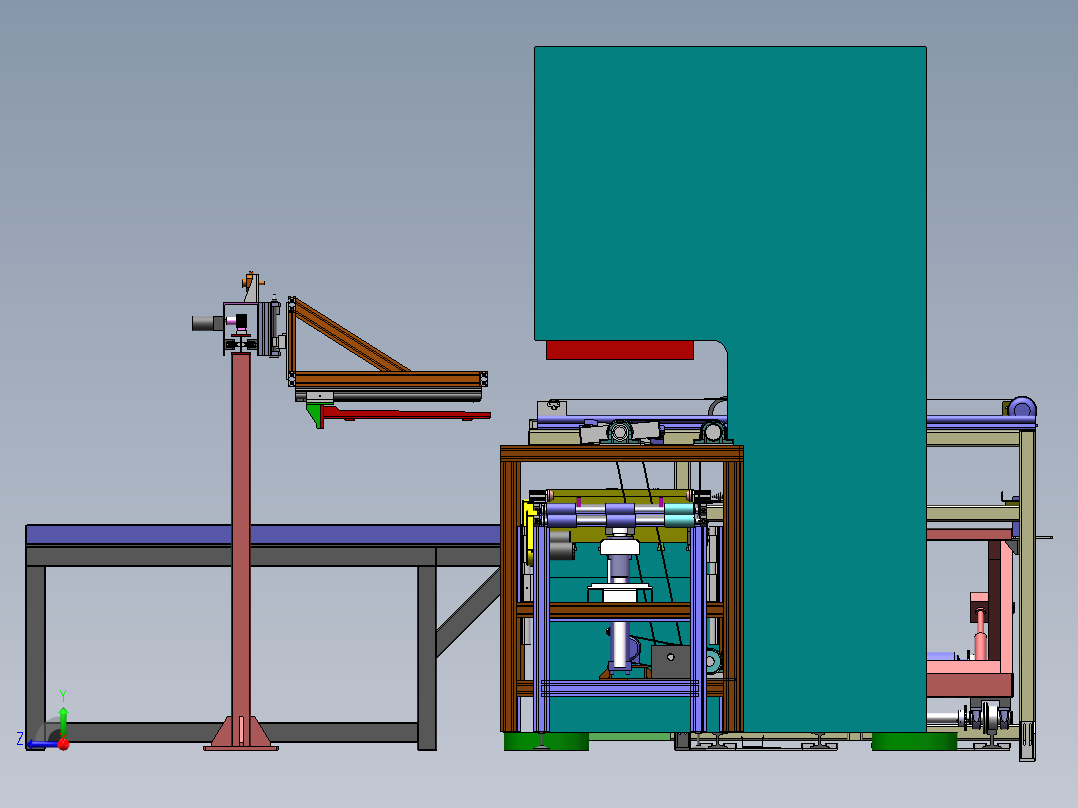 电梯钣金上料成型流水线右视图