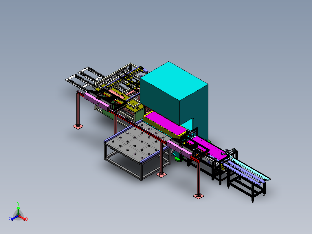 电梯钣金上料成型流水线正等轴测图