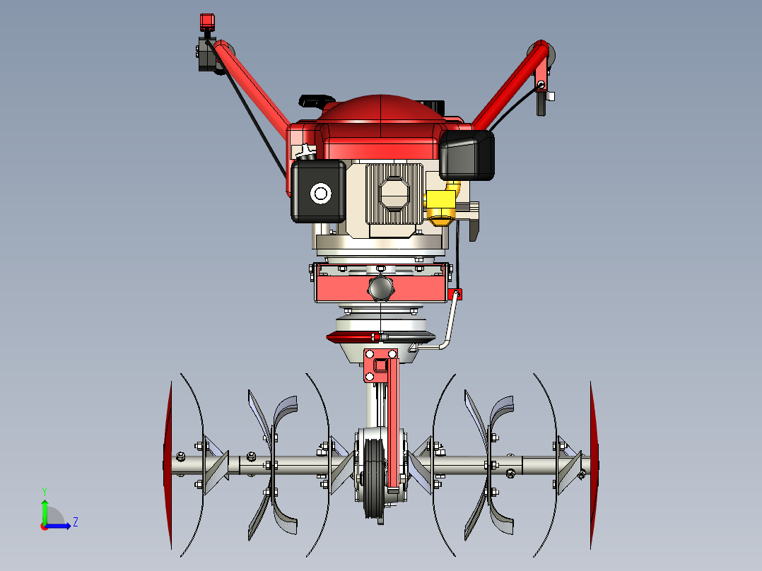 微耕机、旋耕机3D模型左视图