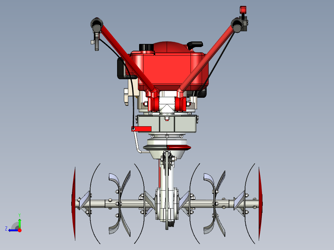 微耕机、旋耕机3D模型右视图