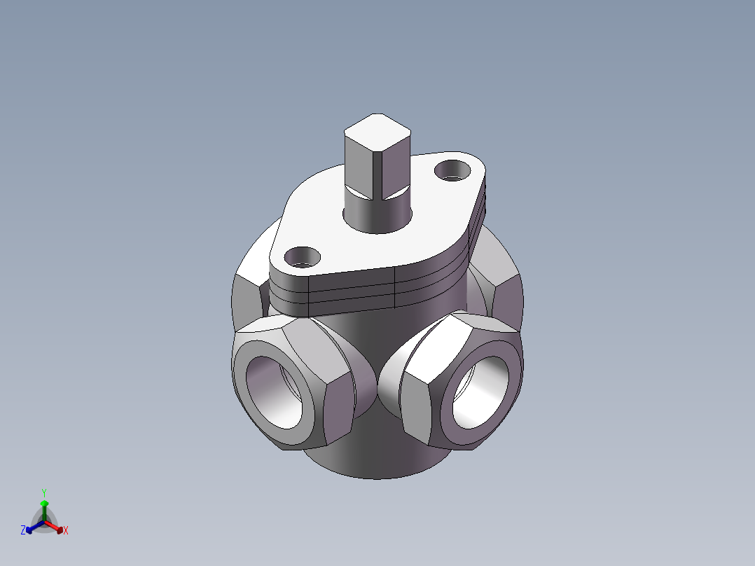 四通阀正等轴测图