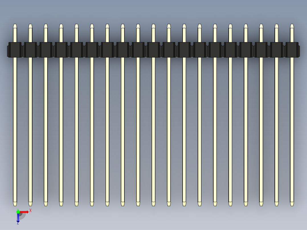 彩色公头100mil（2.54mm）系列-DS1021_black_2x19p_100mil_Type43_rev1.0俯视图