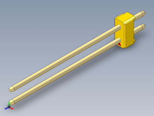 彩色公头100mil（2.54mm）系列-DS1021_yellow_2x01p_100mil_Type43_rev1.0正等轴测缩略图