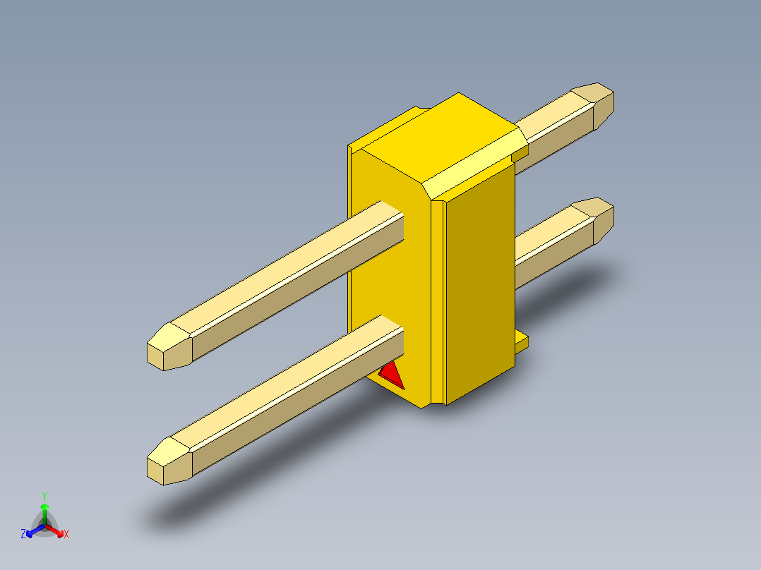 彩色公头100mil（2.54mm）系列-DS1021_yellow_2x01p_100mil_Type1_rev1.0主视图