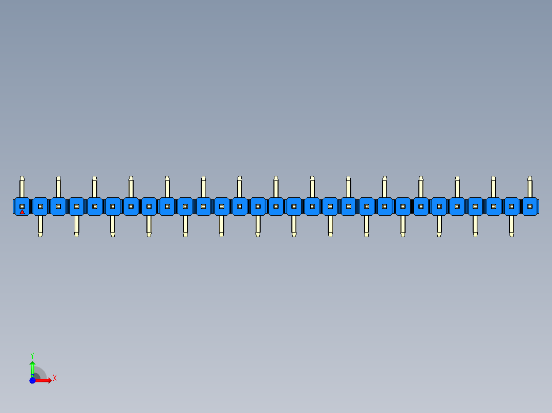 彩色公排针 100mil 2.54mm 系列-DS1022_blue_29p_100mil_Type_SMT_R1_rev1.0前视图