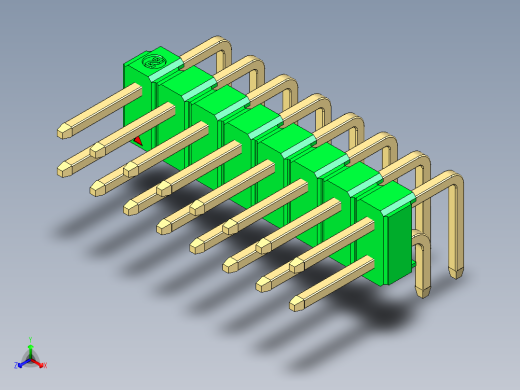 彩色公排针 100mil 2.54mm 系列-DS1022_green_2x08p_100mil_TypeD_rev1.0正等轴测缩略图
