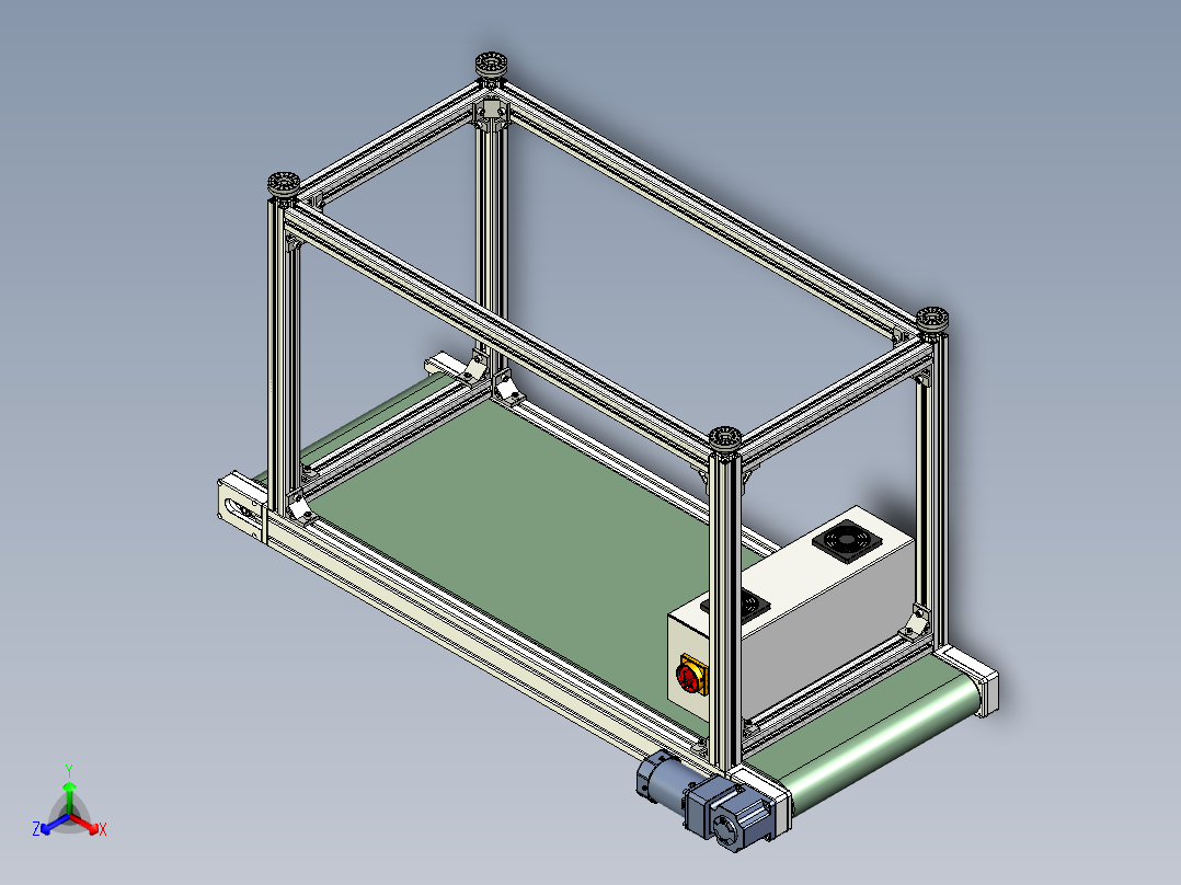 扁平式输送带正等轴测图
