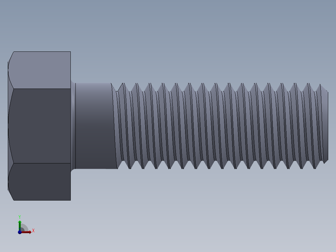 UNC 六角螺栓-Hex Bolt 0.500-13 x 1.5.SLDPRT前视图
