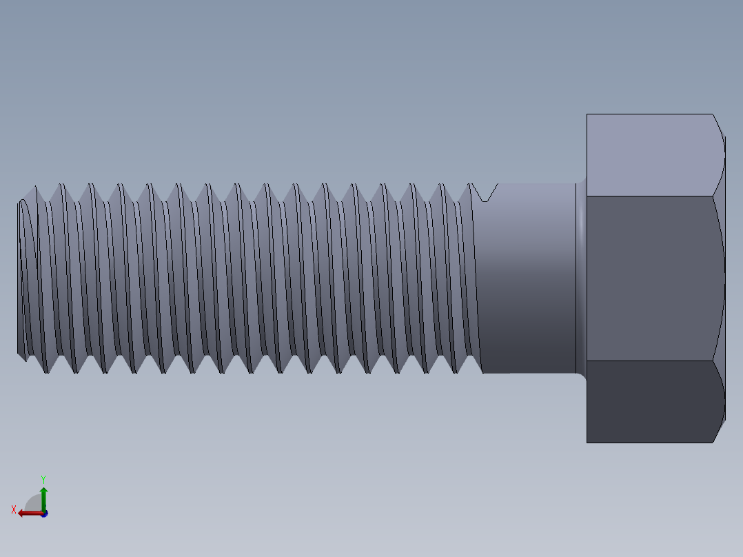UNC 六角螺栓-Hex Bolt 0.500-13 x 1.5.SLDPRT后视图