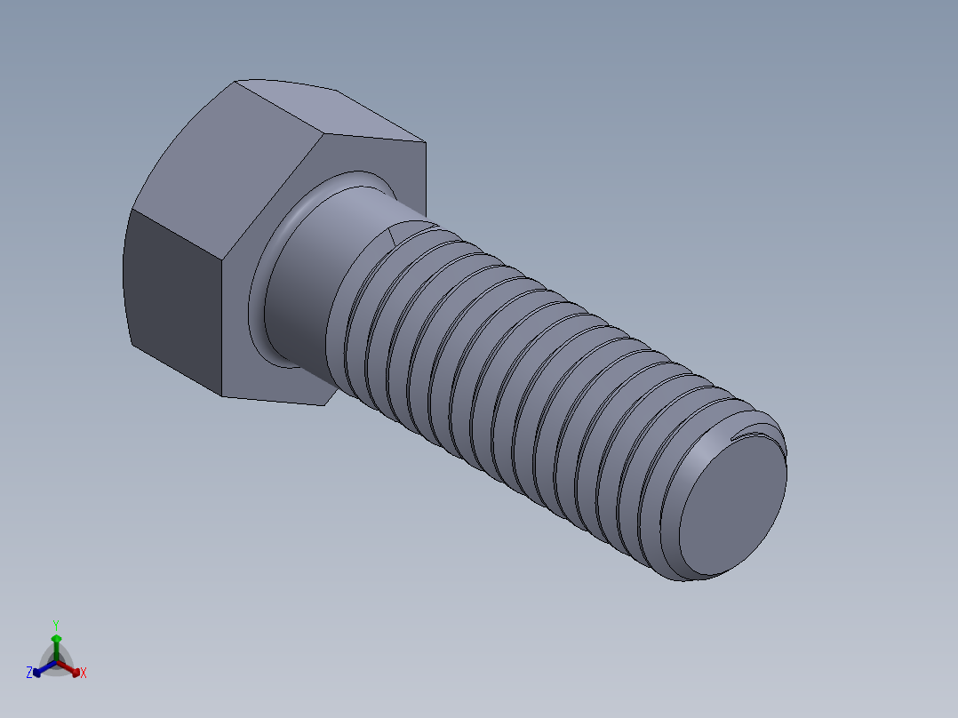UNC 六角螺栓-Hex Bolt 0.500-13 x 1.5.SLDPRT正等轴测图