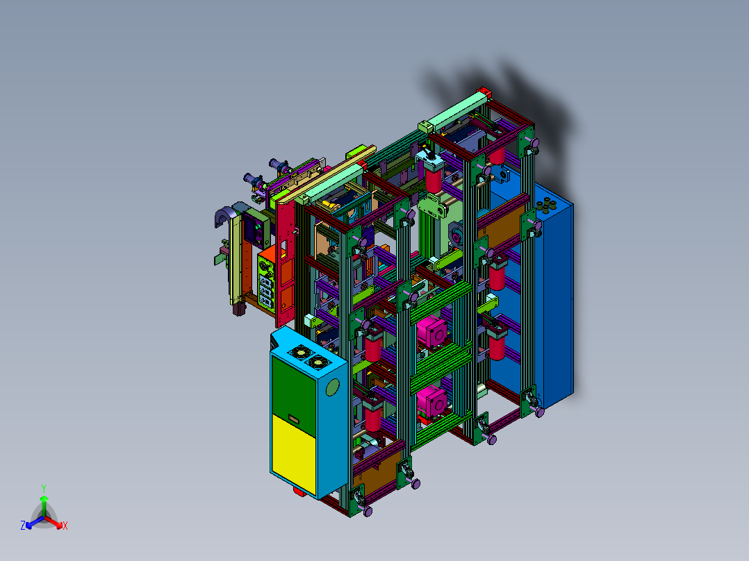 电脑外壳涂覆压合产线正等轴测图