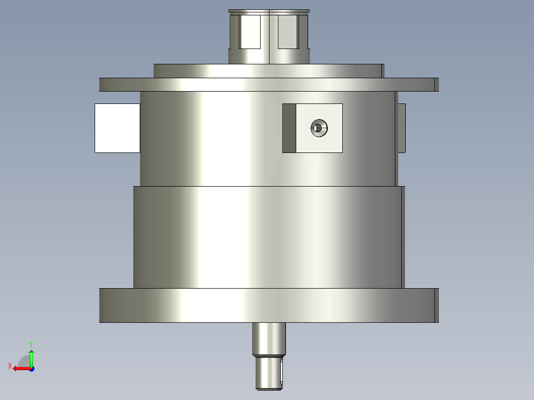 JX605-两级 二级行星齿轮减速器设计三维建模含cad图纸后视图