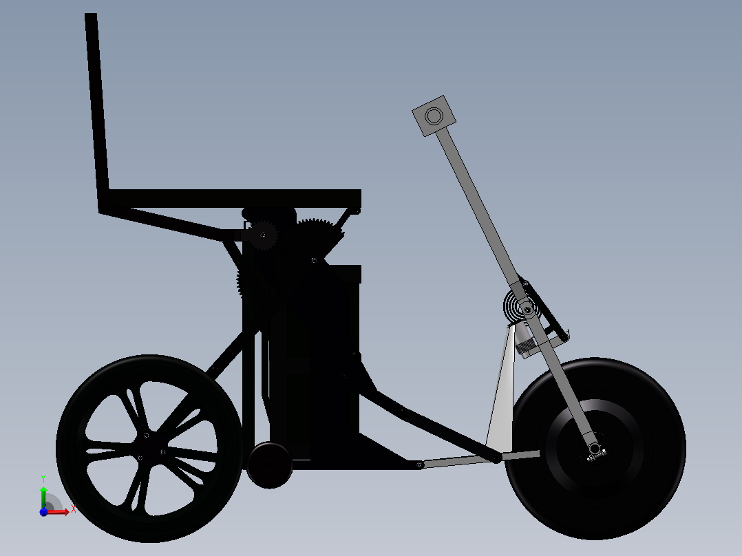 可折叠老年电动代步车三轮车设计含三维SW模型=1249524=500前视图