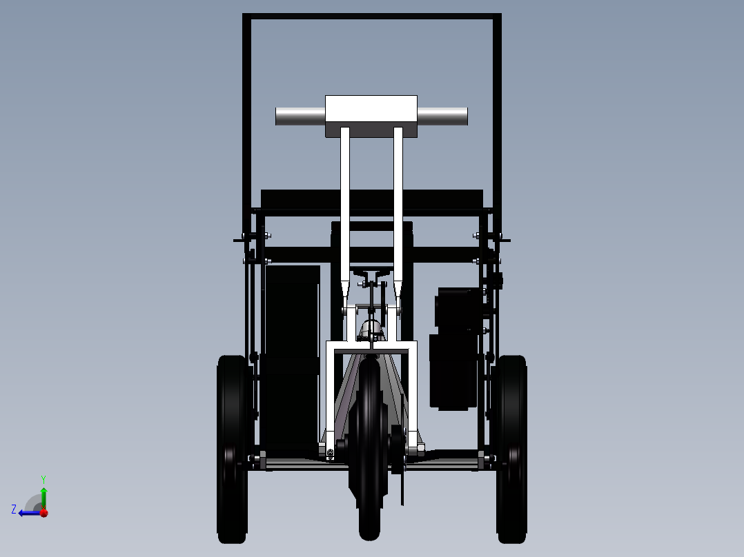 可折叠老年电动代步车三轮车设计含三维SW模型=1249524=500右视图