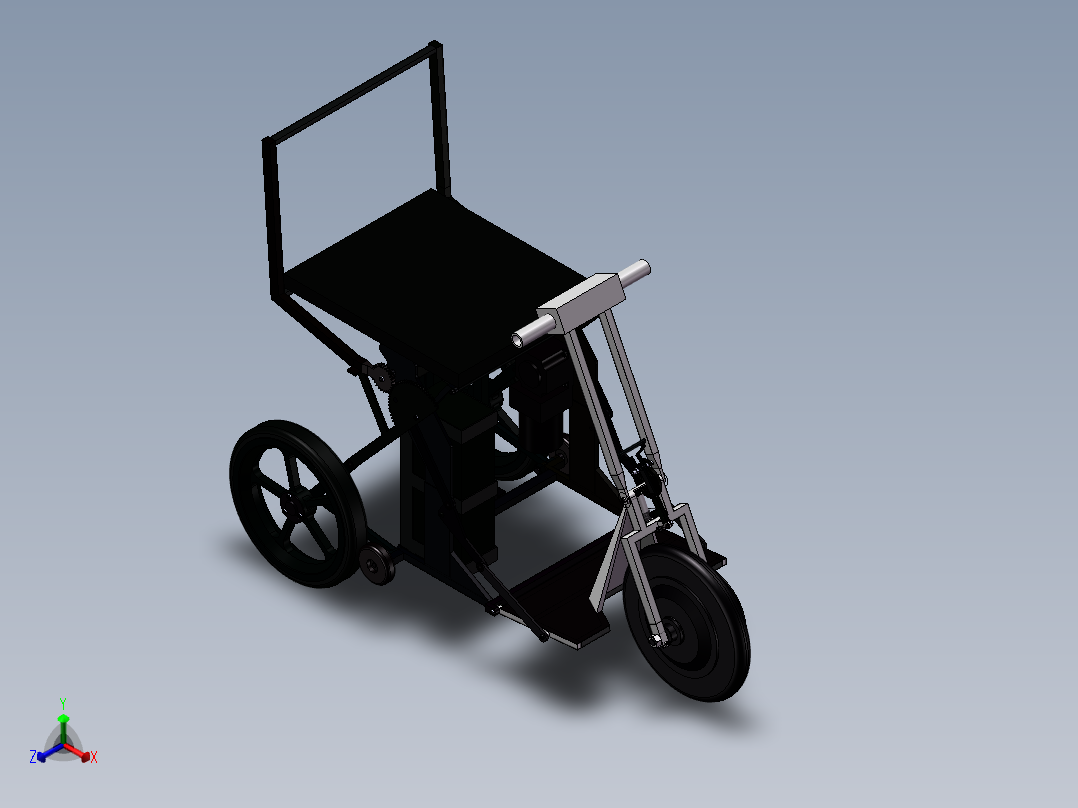 可折叠老年电动代步车三轮车设计含三维SW模型=1249524=500正等轴测图