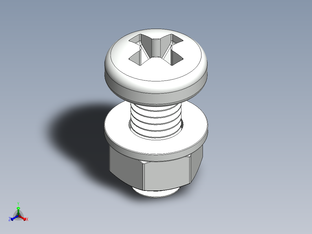 紧固件-M8-1.25 Round Head正等轴测图