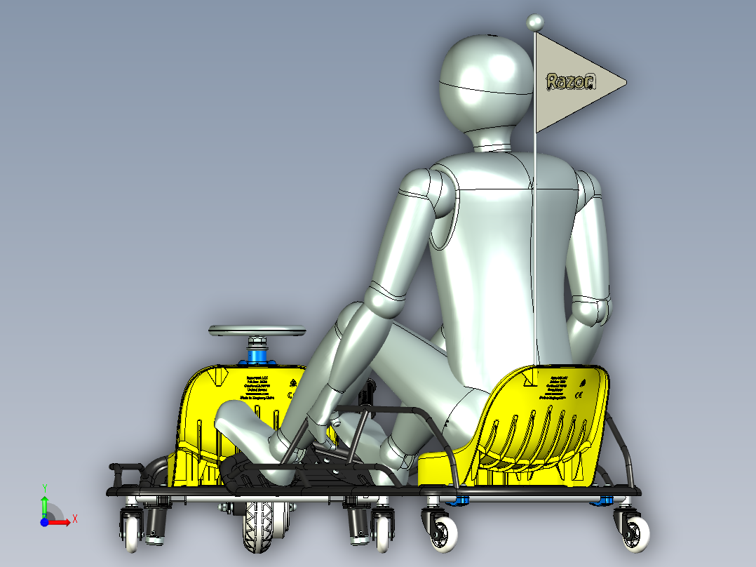 卡丁车 钢管车razor-crazy-cart-duo SE STP前视图